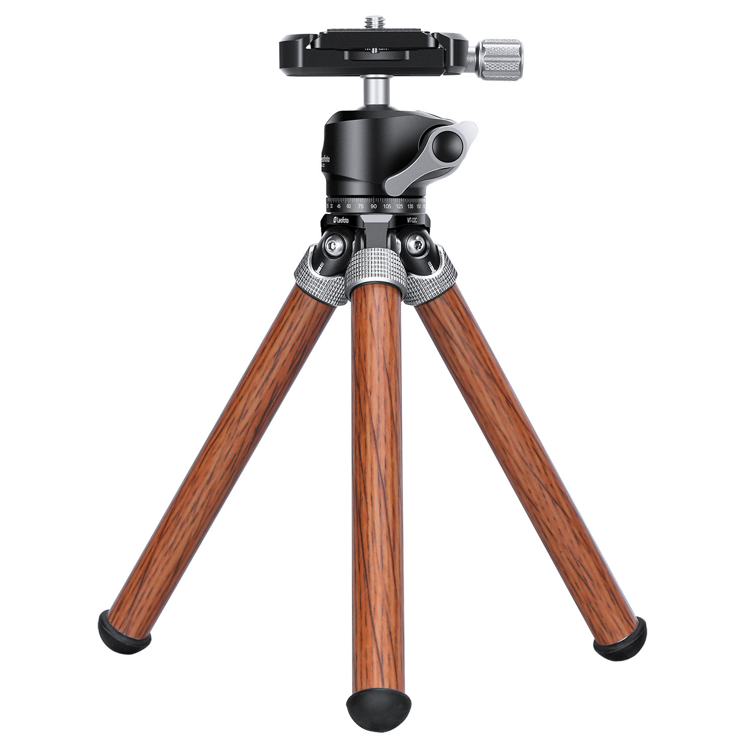 Leofoto MT-02C(Wooden color)+LH-22 Mini Tabletop Travel Carbon Fiber Tripod