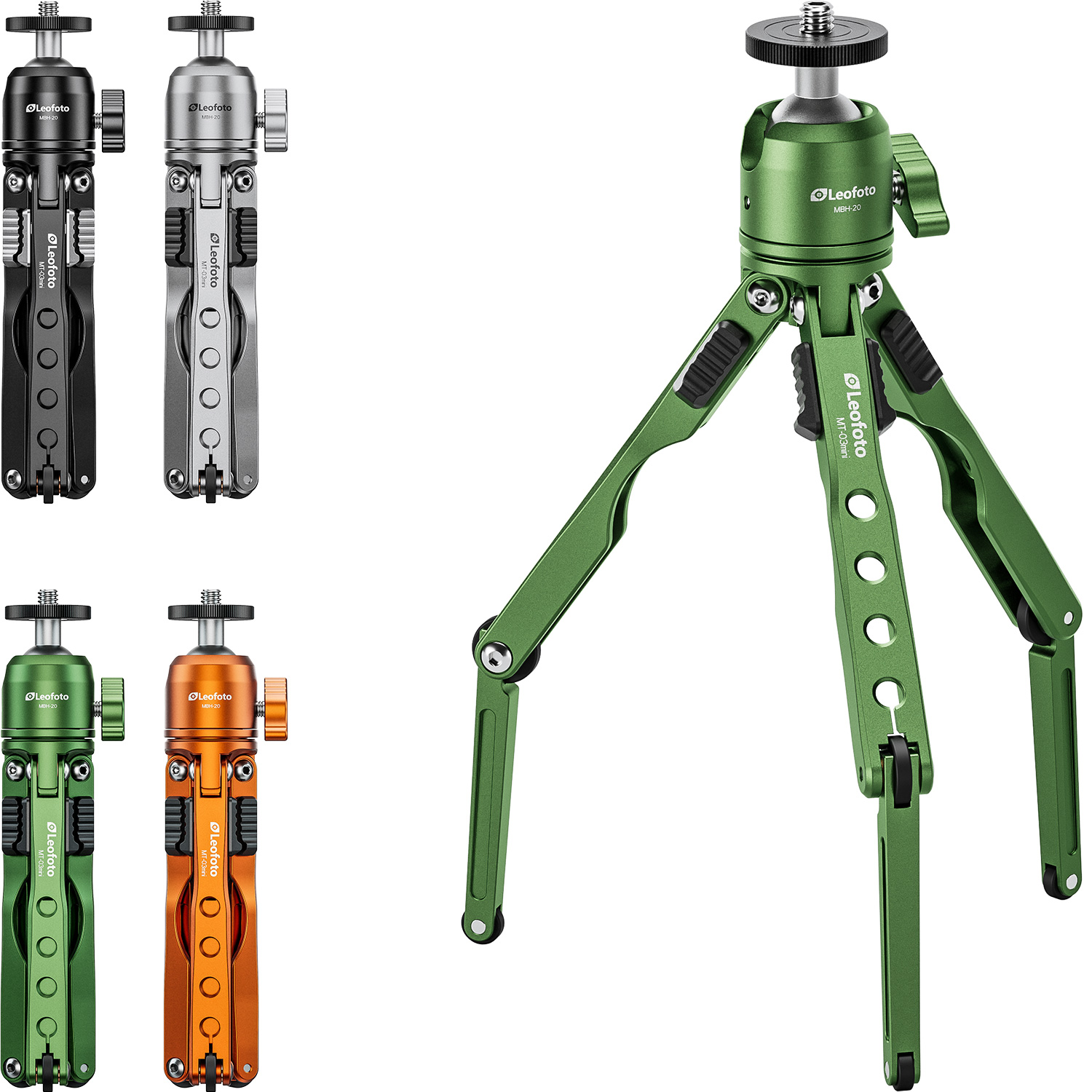 Leofoto MT-03Mini Spider Folding Tabletop Tripod Kit with MBH-20 Ball Head (4 Colors)