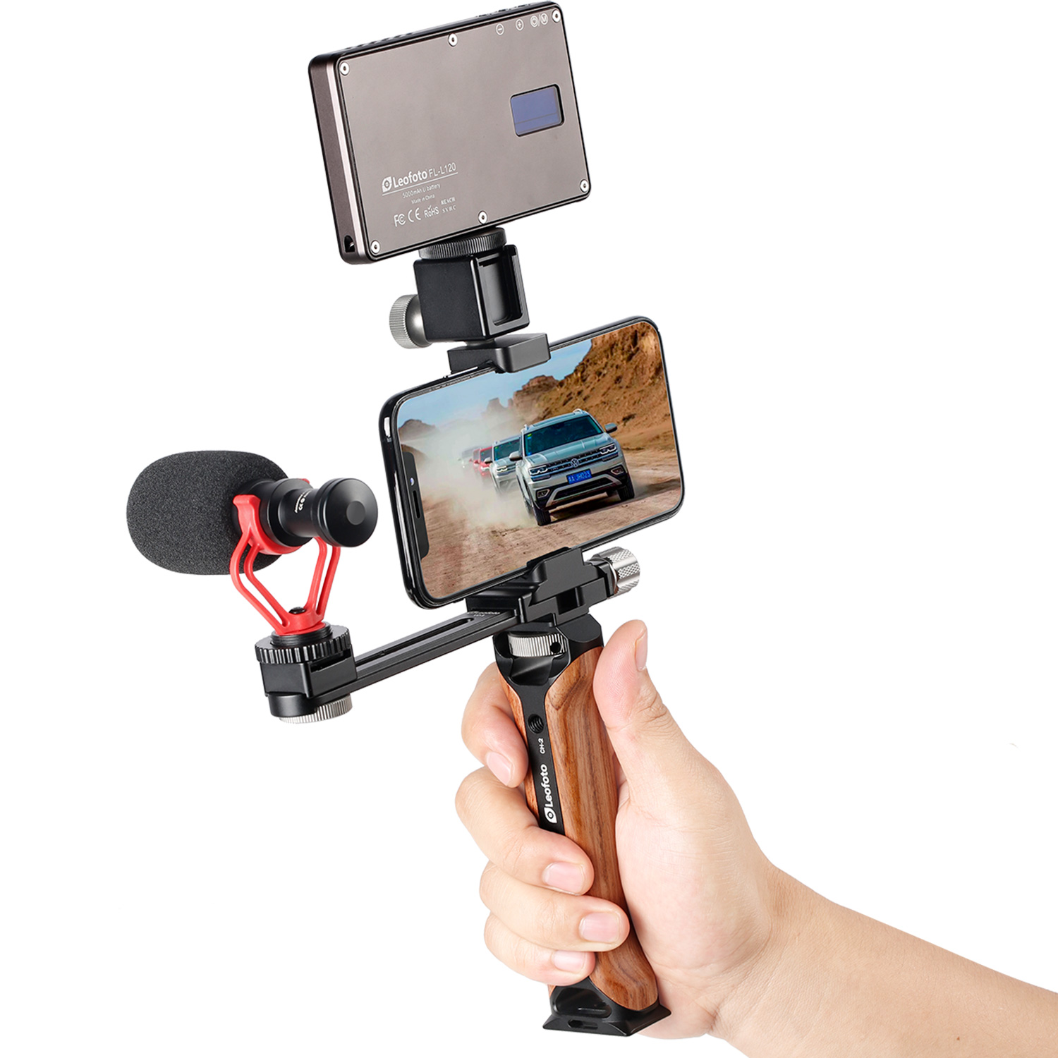 Leofoto VC-1 Mobile Video Kit with CH-2 Rosewood Handle