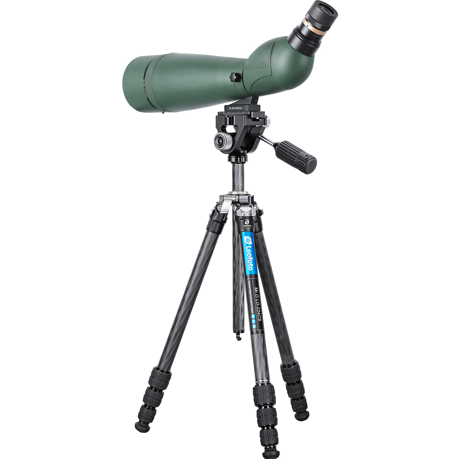 Leofoto LO-224CS + SW-02 Carbon Fiber Tripod + 2-Way Pan Head Kit for Binoculars | 22 lb Max Load