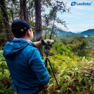 Leofoto LO-224CS + SW-02 Carbon Fiber Tripod + 2-Way Pan Head Kit for Binoculars | 22 lb Max Load